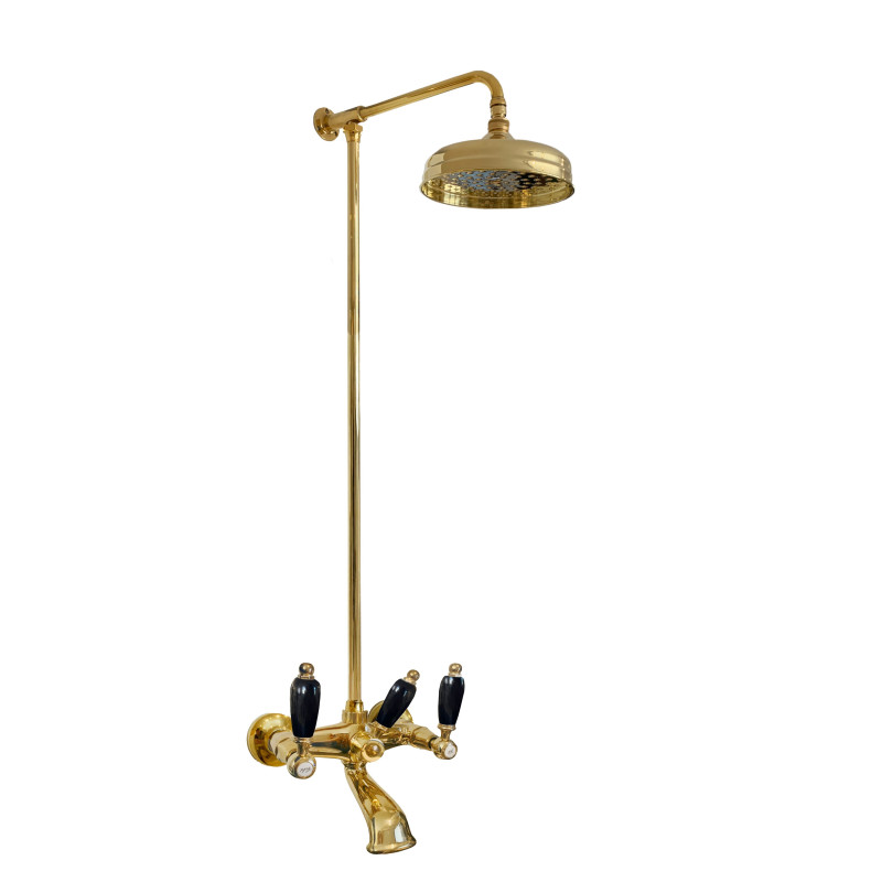 Shower Column With Bathtub Faucet In Solid Brass - 777 + 6000 Onyx