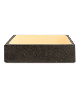 Lava stone rectangular sink with glaze