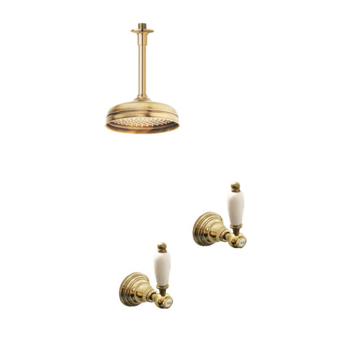 Brusebad i massiv messing - 6021-L Penelope loftmonteret | Bellistri ApS